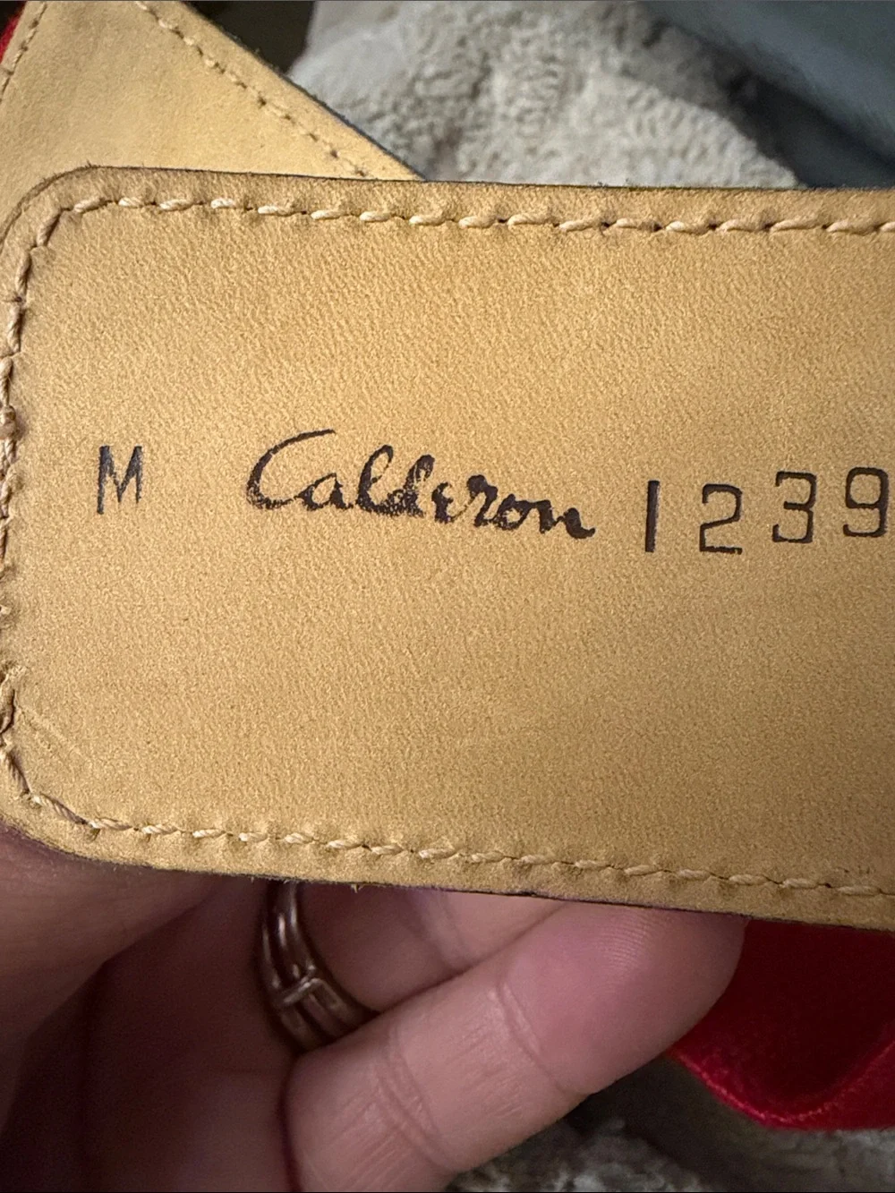 Vintage Calderon Red Leather Wide Elastic Stretch Cinch Belt Size M 1239